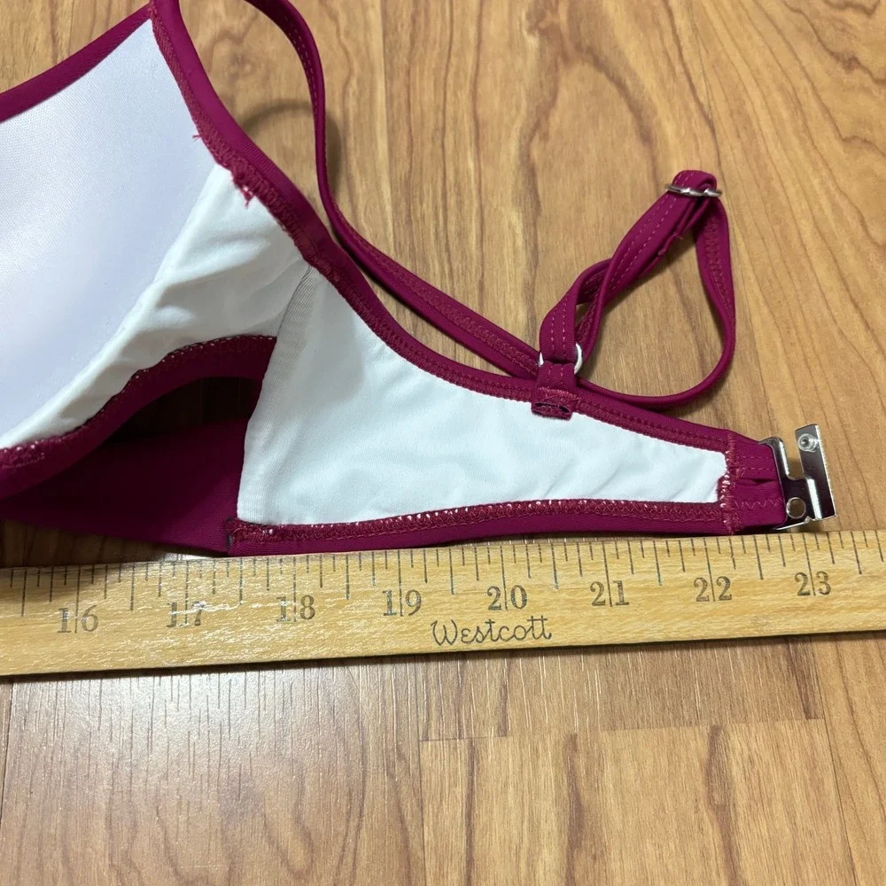 Cupshe Bikini Top Magenta Pink Twisted Front Padded Swimwear Beach Small 11A